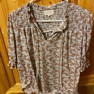 Smocked Floral 1/2 Sleeve Top